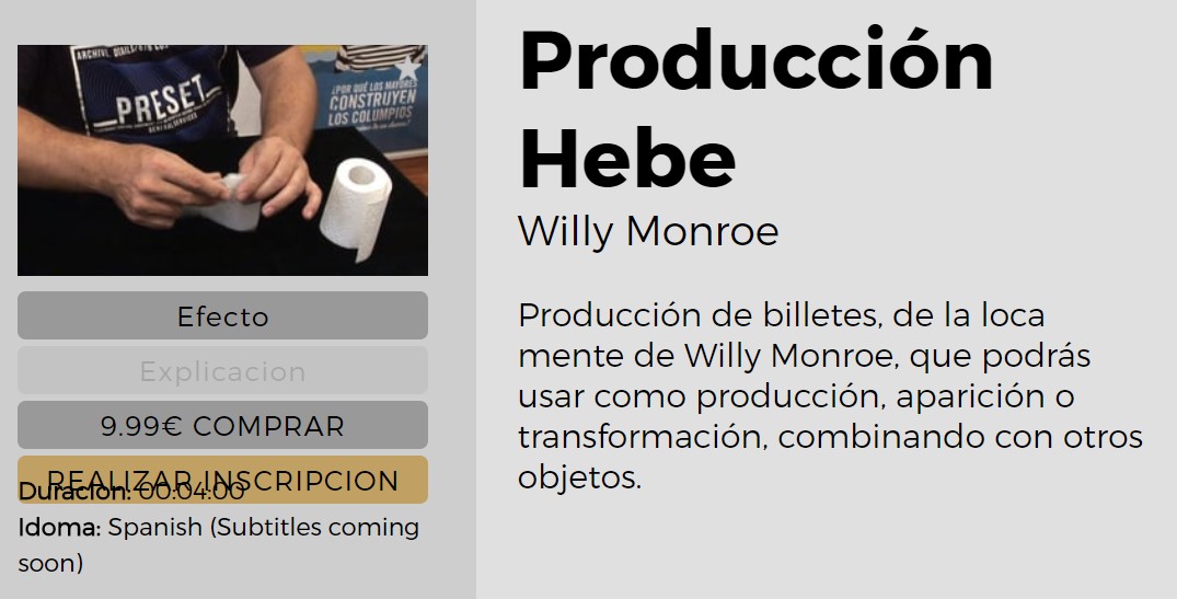 Produccion Hebe by Willy Monroe (video download Spanish)