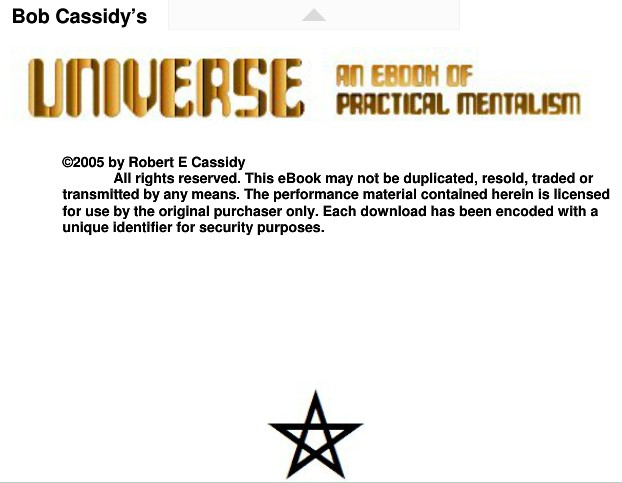 Bob Cassidy - Universe An ebook of Practical Mentalism