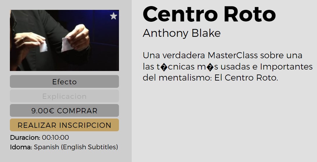 Centro Roto by Anthony Blake (video download Spanish)