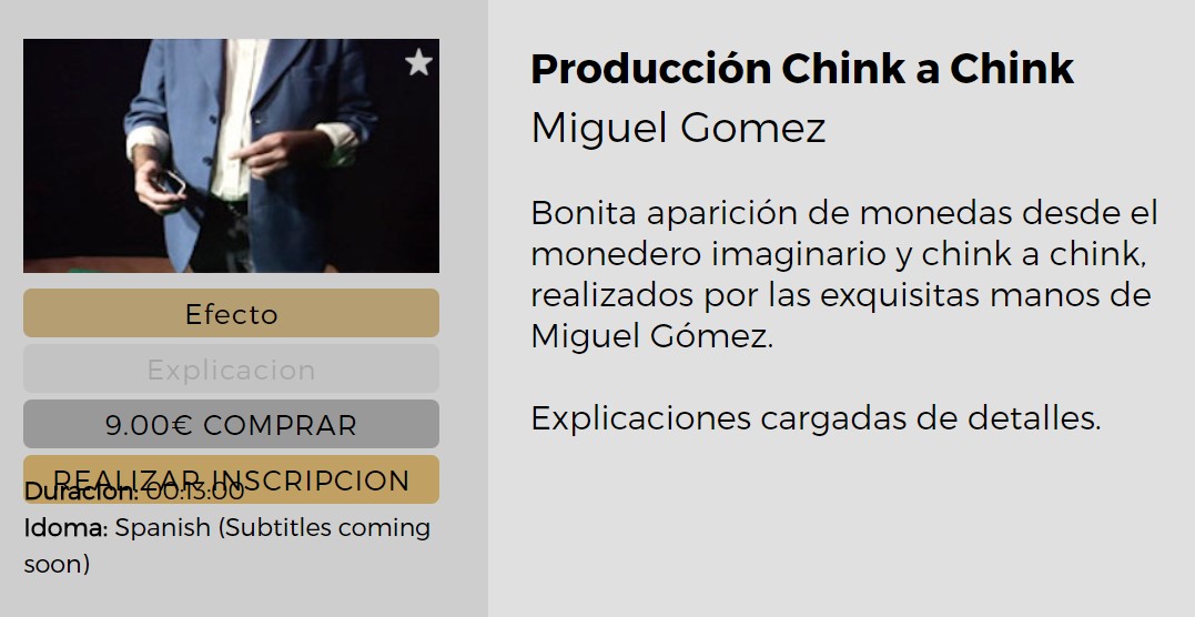 Producción Chink a Chink by Miguel Gomez (video download Spanish)