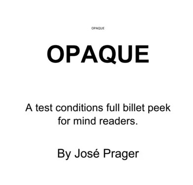 JOSE PRAGER - OPAQUE (PDF Download)