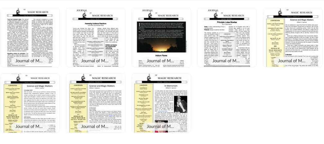 Journal of Magic Research Magazine (Vol 1-8) PDF ebooks Download