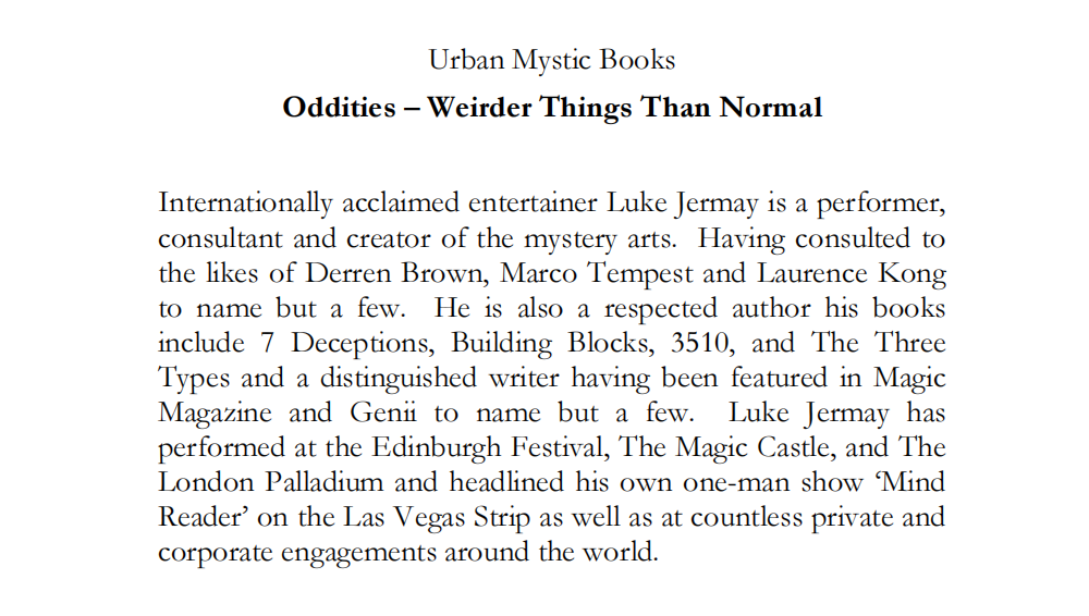Oddities by Luke Jermay 2011 (PDF eBook Download)
