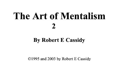 Bob Cassidy - Art of Mentalism 2 PDF